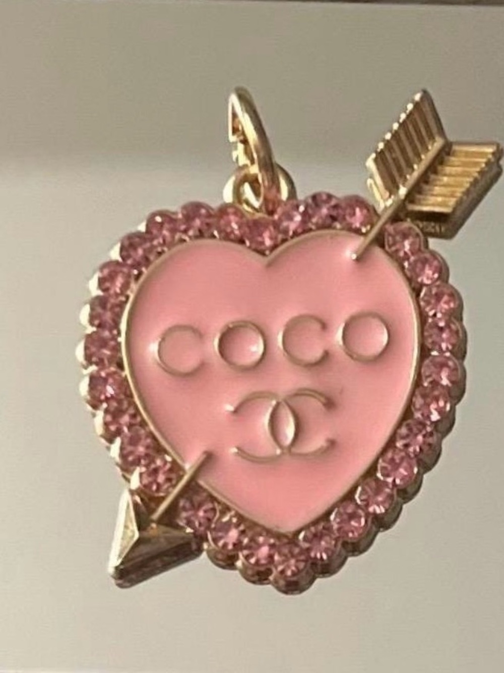 Pink Chanel Heart Arrow Pendant Charm